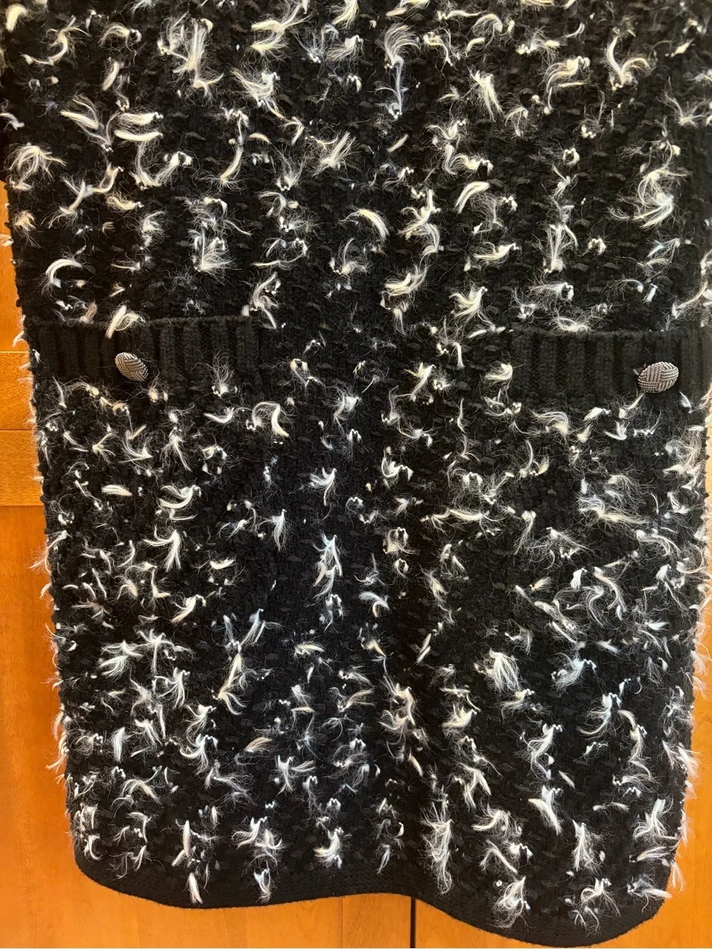 Chanel Black and White Cashmere/Mohair/Wool Blend Dress Fits up to Size 12